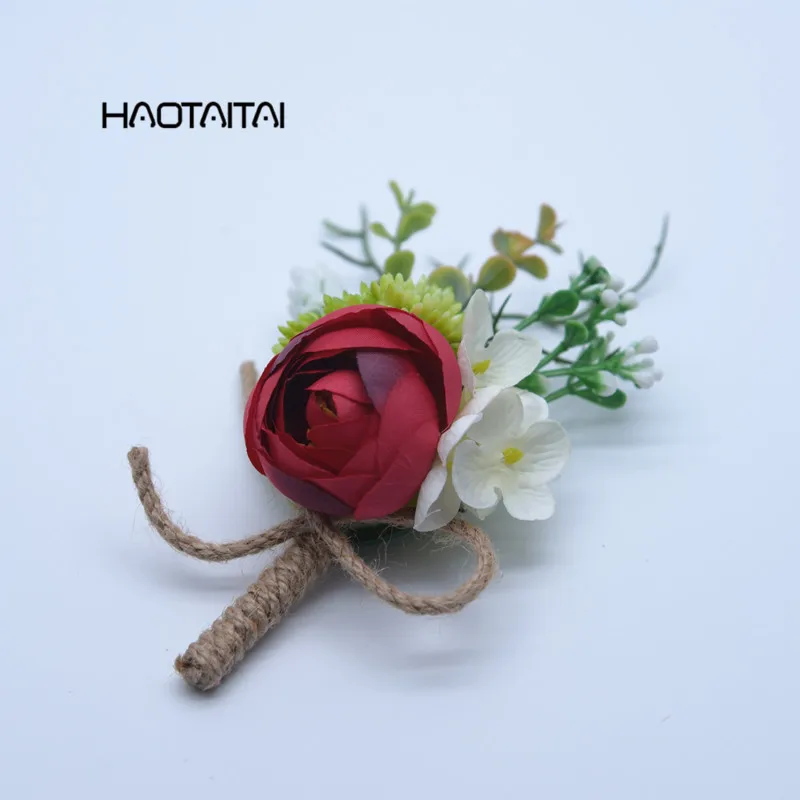 Бутоньерки Красный Новая Мода Best Man Цветы корсаж для жениха дружка Свадебный