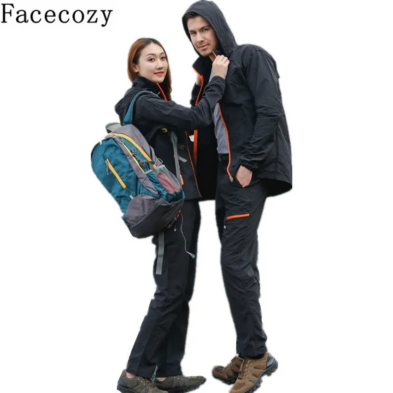 Facecozy Женская и мужская летняя уличная рубашка + брюки быстросохнущая дышащая