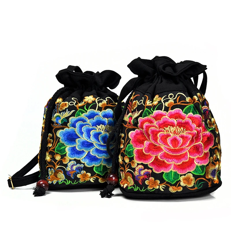 2018 маленькие сумки ведра на шнурке сумка через плечо с двухсторонней вышивкой в