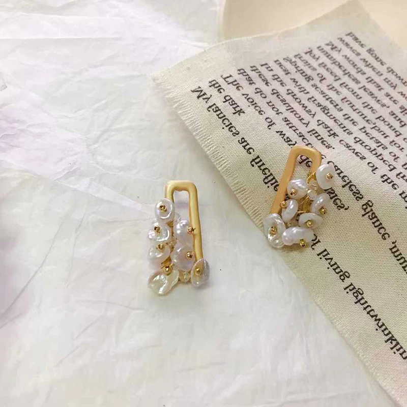 Женские нестандартные серьги гвоздики MENGJIQIAO новые японские из натурального