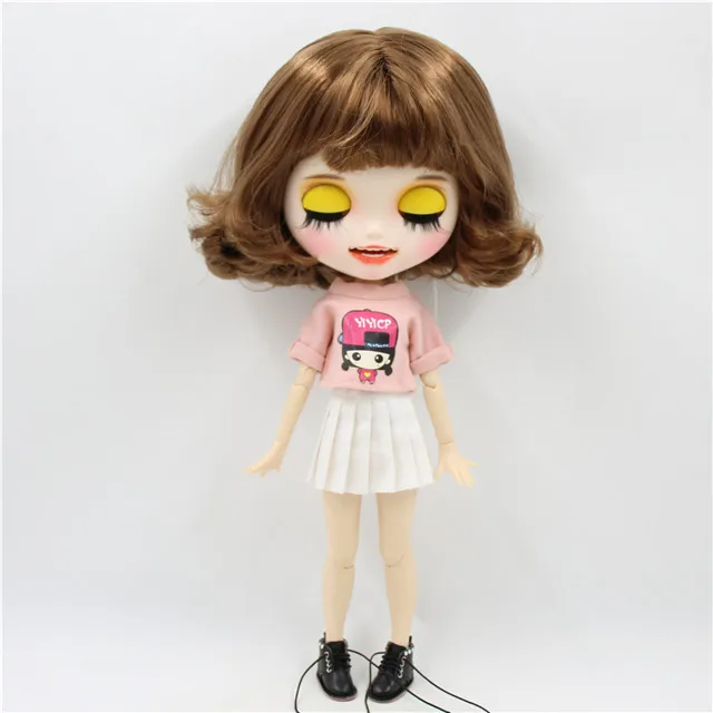 doll clothes shoes Ледяная фабрика blyth кукла 1/6 bjd белая кожа тела короткие каштановые волосы, новое матовое лицо с зубами, 30 см BL9158 - Цвет: doll clothes shoes