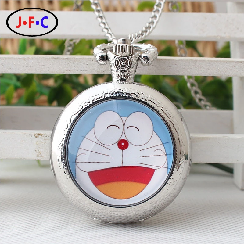 2017 новый серебряный кварцевые часы Дин кошка карманные студент личность