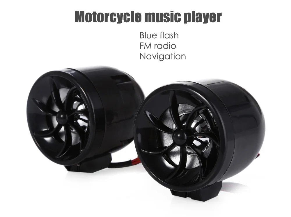 2 шт черный мотоцикл динамик аудио Музыка MP3 стерео музыкальный плеер Противоугонная сигнализация Поддержка FM USB SD AUX навигация