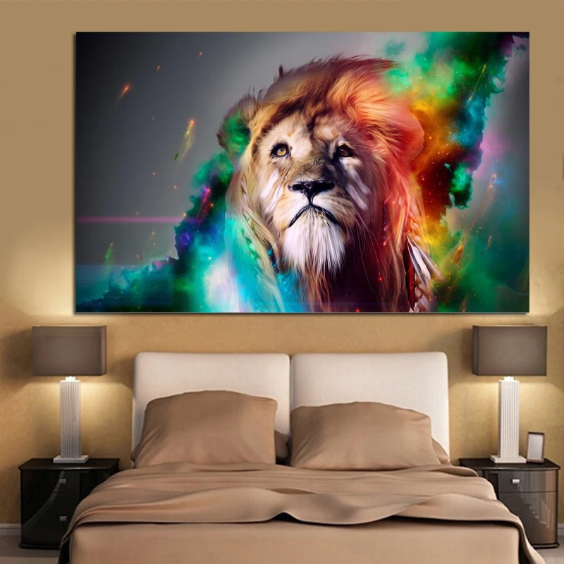 YWDECOR Pangu культура современные животные Красочные Король Лев холст живопись HD