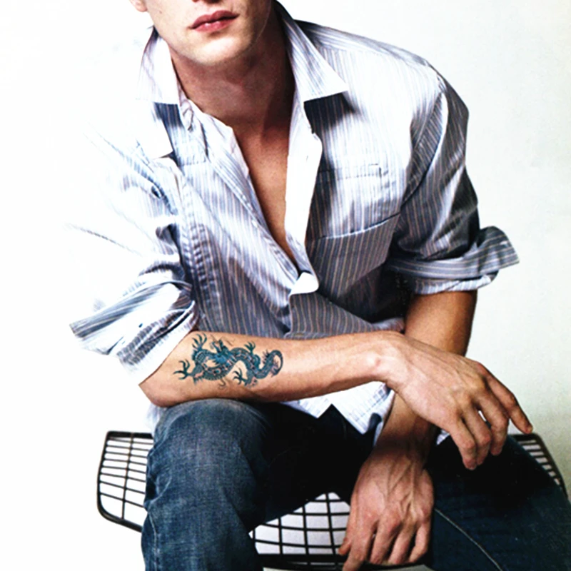 SHNAPIGN временная татуировка с синим китайским драконом боди арт тату наклейки на