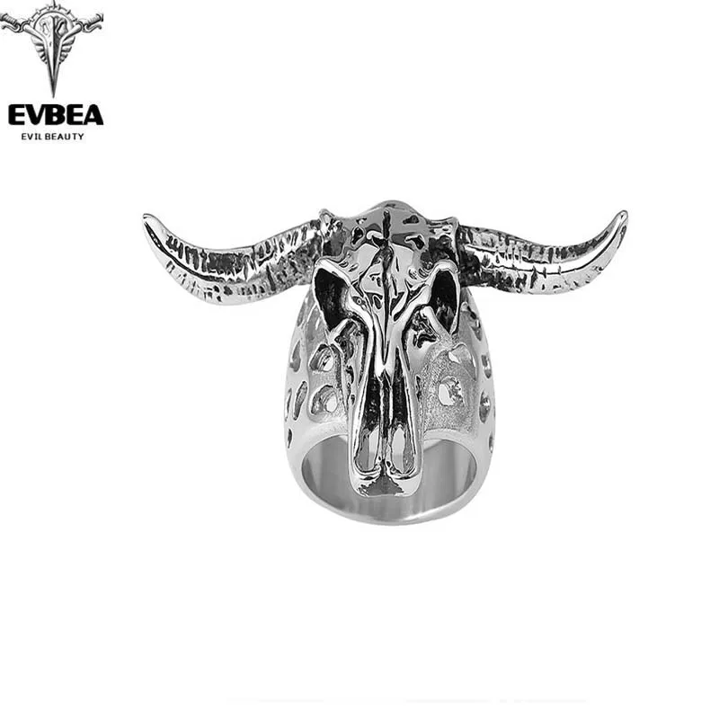 Готический панк череп Регулируемый Большой Серебряный Байкер вращающийся