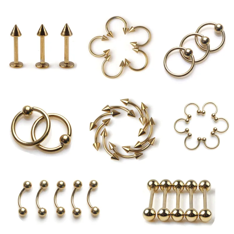5 шт./лот Золотое кольцо из нержавеющей стали для бровей носа губ ушей Козелка