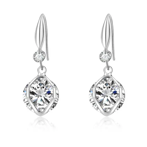 Silver Manxiuni Jewels Роскошные серьги в форме капли воды Розовое золото Цвет Синий Кристалл Мода Циркон Висячие серьги для женщин помолвка - Окраска металла: Silver