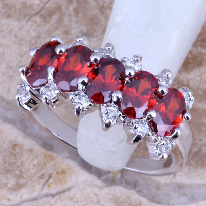 Женское кольцо с красным гранатом и белым фианитом Размер 6 / 7 8 9|ring size|jewelry ringsring size