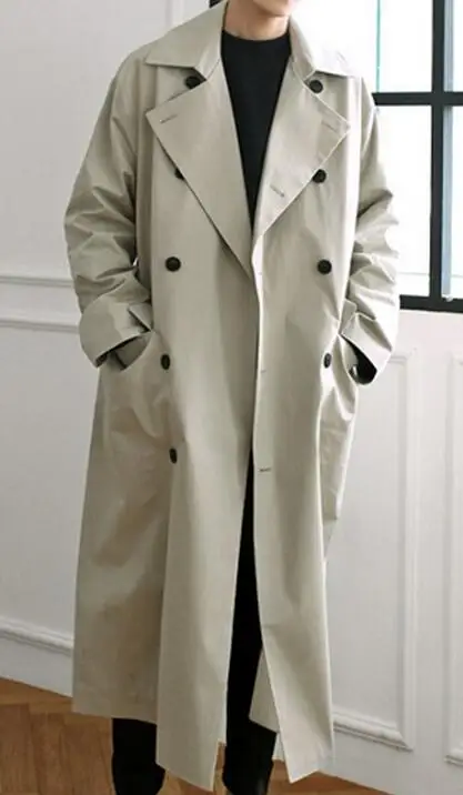 

M-6XL HOT Spring Men New Fashion Long Cultivate One's Morality Leisure Double-breasted Trench Coat