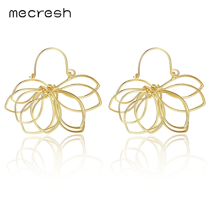Женские винтажные серьги кольца из металла Mecresh элегантные золотого цвета с
