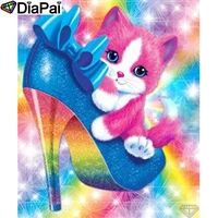 diapai 5d diy diamond painting 100 full squareround drill cartoon cat shoes diamond embroidery cross stitch 3d decor a21827