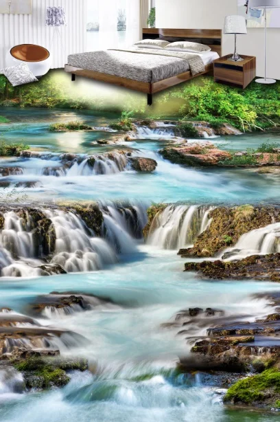 

[Self-Adhesive] 3D Sun Forest Creek 33 Non-slip Waterproof Photo Self-Adhesive Floor Mural Sticker WallPaper Murals Print Decal
