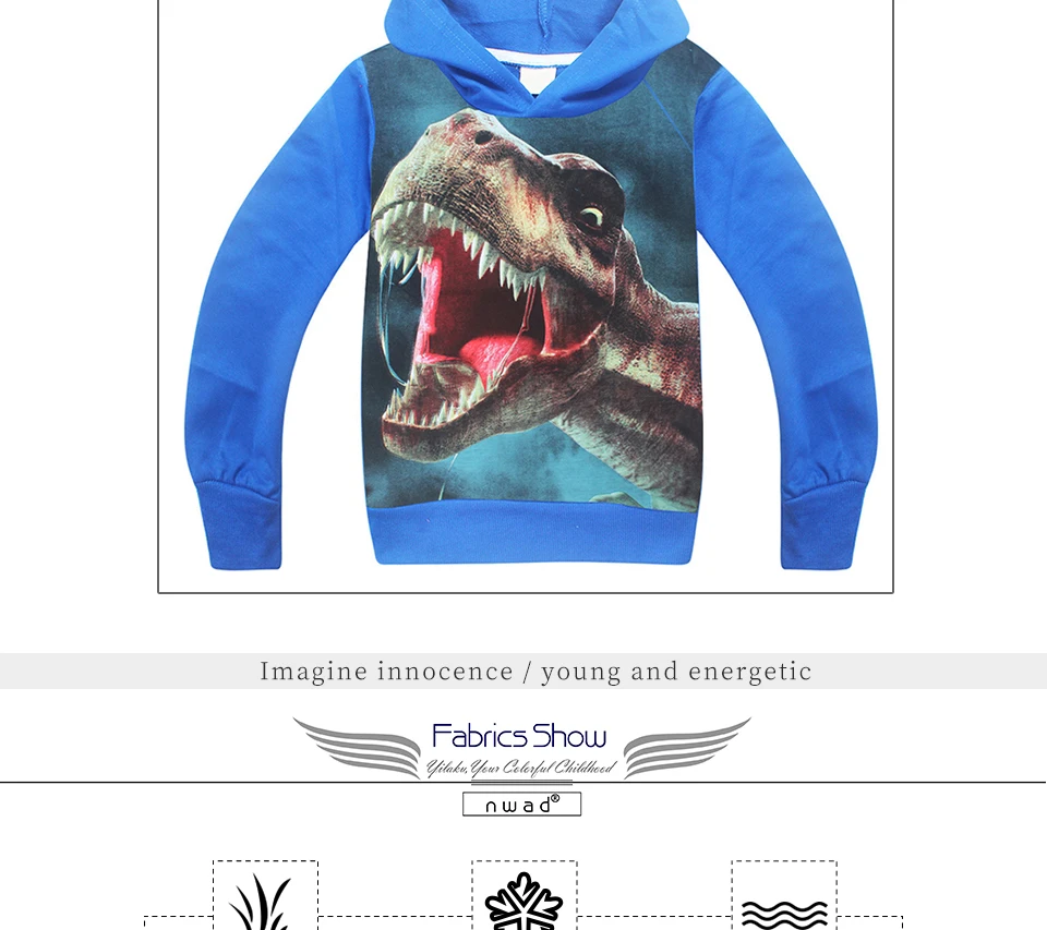 Yilaku Повседневное худи для мальчиков Детский свитер Черный Длинные рукава Осень Детский свитер Одежда для мальчиков с изображением динозавра CG388