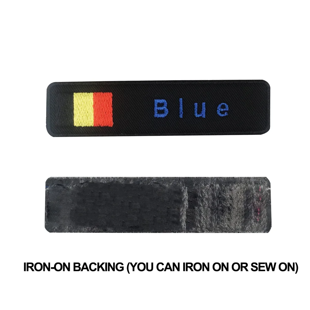 blue iron on Пользовательские флаг Бельгия имя патчи персонализированные железные на крючок подложки - Цвет: blue iron on