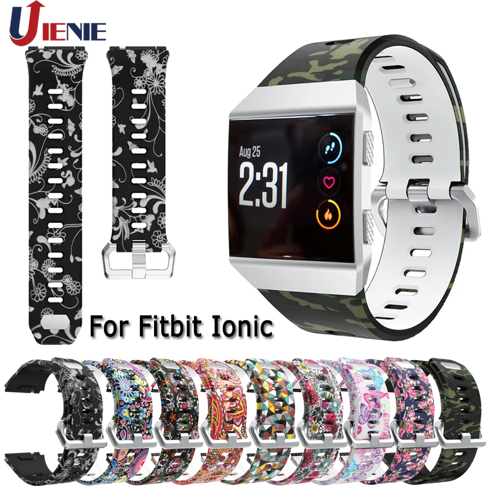 Силиконовые ремешки для умных часов Fitbit Ionic с печатным рисунком спортивных
