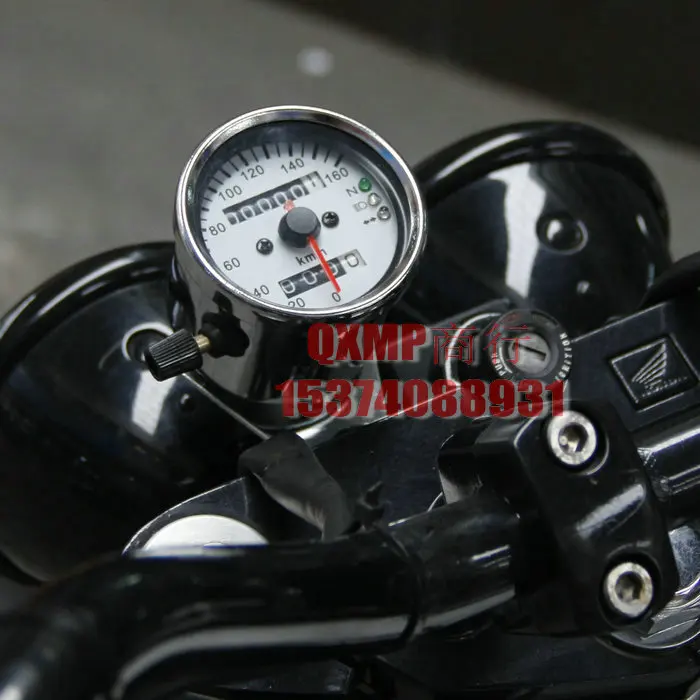 Винтаж хром черный светодиодный CAFE RACER Универсальный 0 - 160 км/ч мотоцикл Скорость