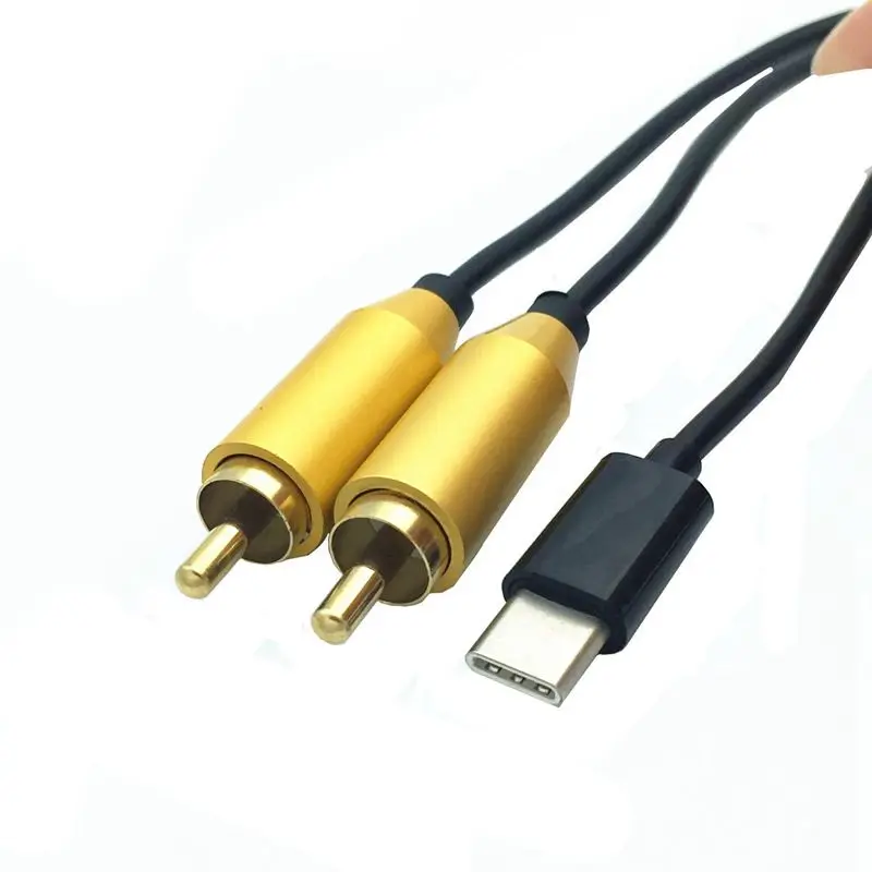 USB Type C папа к двойному RCA Мужской стерео аудио Y сплиттер адаптер Позолоченные