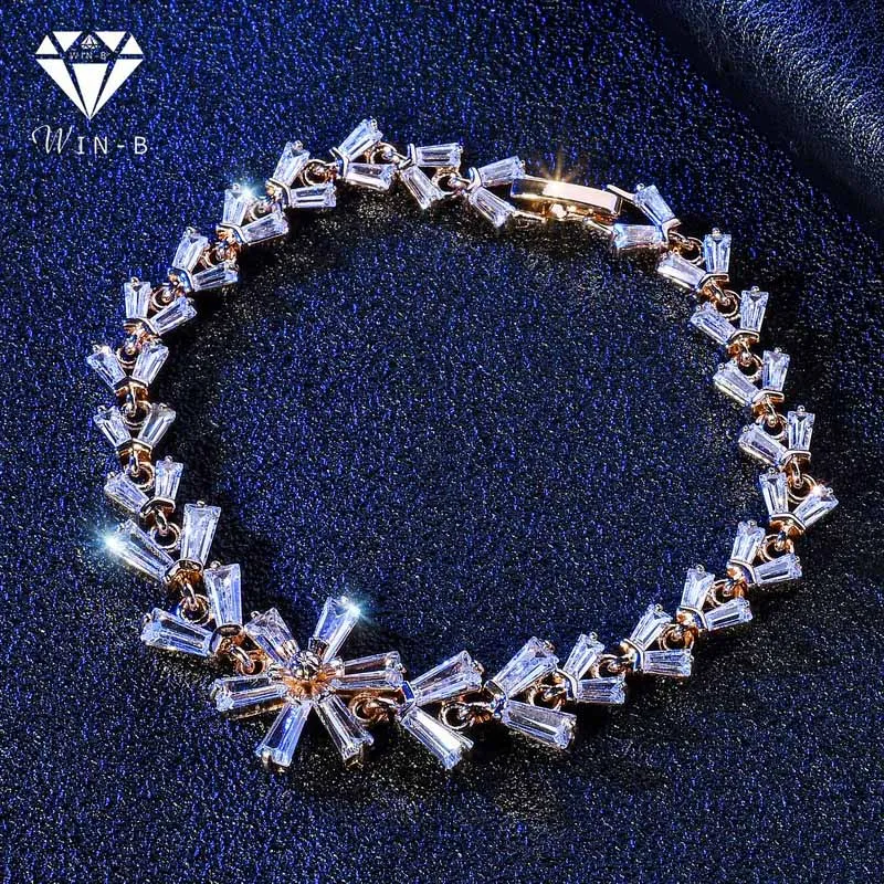 

WIN-B Cubic Zirconia Wristband Crystal Manchette Bracelet Femme Gift Bangles Flower Charm Luxury Bijoux Jewellery Accessories