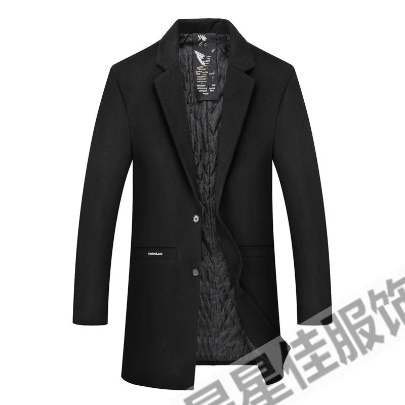 10XL 8XL 6XL 5XL зимнее длинное шерстяное пальто для мужчин с отложным воротником из смесовой шерсти Peacoat мужские повседневные шерстяные классические пальто высокого качества