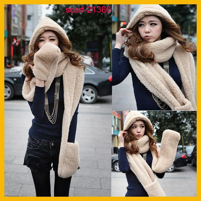 Шапка шарф перчатки один комплект Новинка 2017 зимние модные меховые шапки для