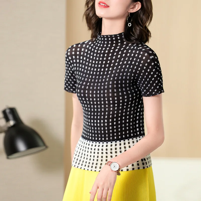 

Wide Wife Bottoming Jacket Female Foreign Patchwork 2019 Summer New Short-sleeved Printing Fashion Large Size T-shirt Tide