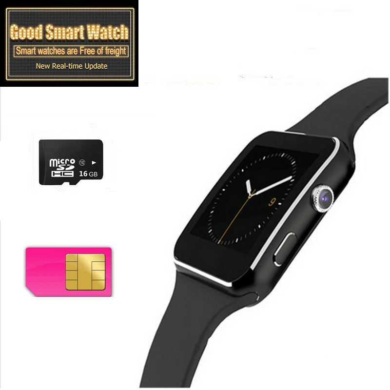 Новые X6 часы для смартфонов 1,5" изогнутый сенсорный экран умные часы телефон Facebook синхронизация MP3 Шагомер Умные часы анти потеря часы