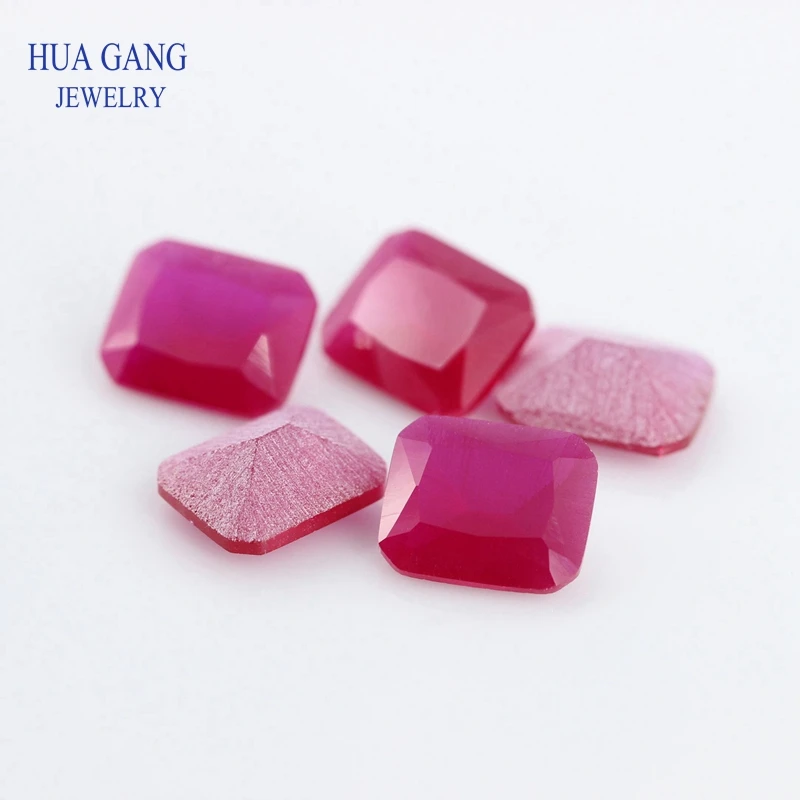 5# Red Stone Matte Bottom Octangle Shape Princess Cut Synthetic Corundum Gems stone For jewelry Size 3x5~10x14mm Free Shipping | Украшения