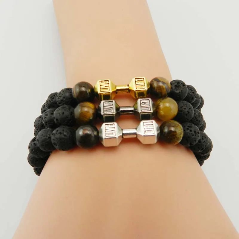 Мужской браслет с камнями мощный украшения для спортзала фитнеса модные