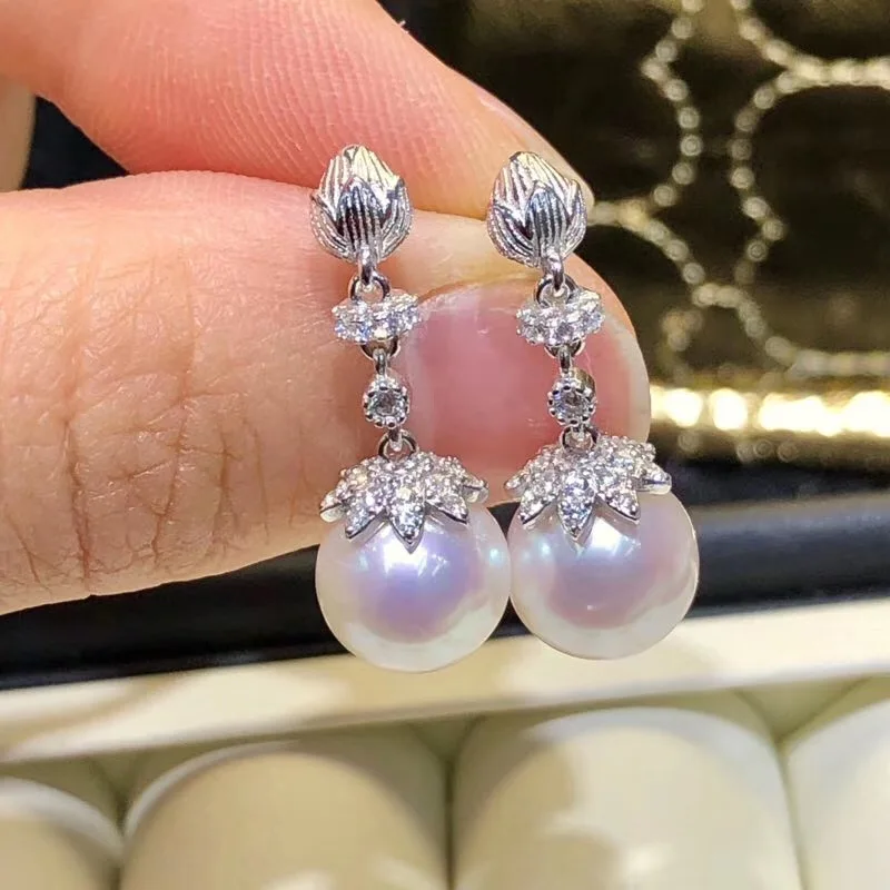 

925 Silver Aniversary Earrings Findings and Component Jewelry Parts Charm Fittings for Pearls Coral Jade Agate Beads Stones