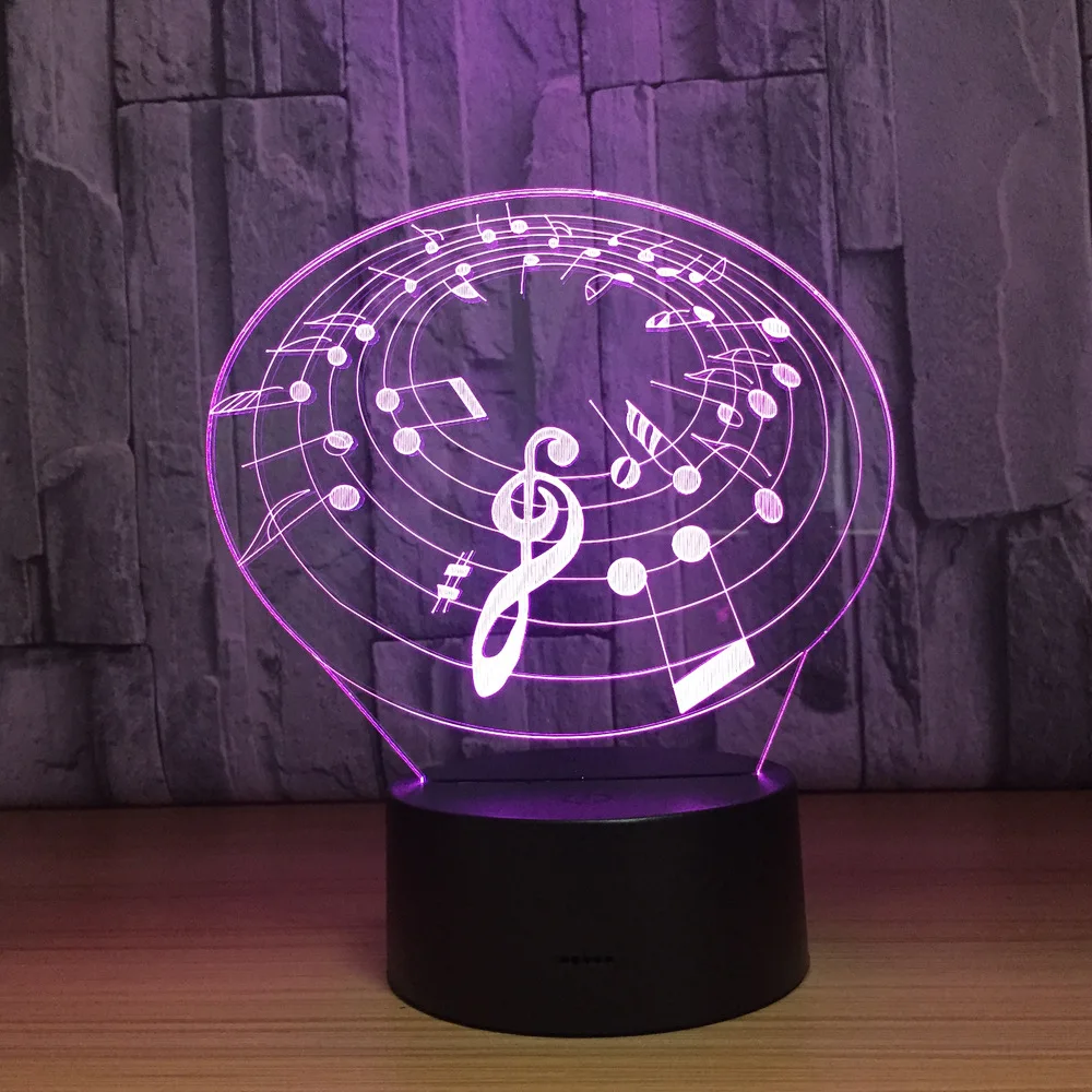 

Music Notation 3d Night Light 7 Color Changing Touch Usb Desk Table Mood Lamp Home Decor Gift