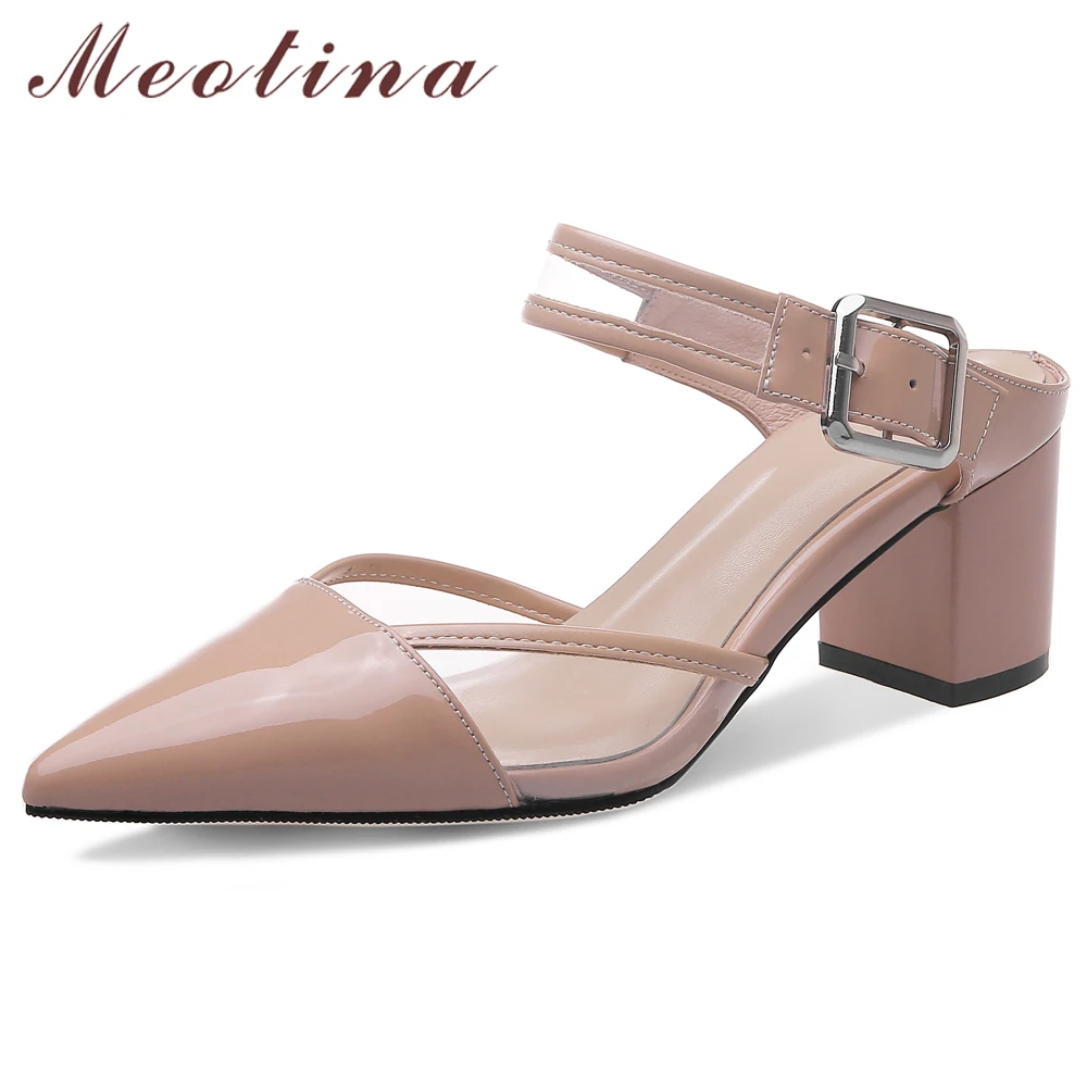 Женские туфли без задника Meotina летние шлепанцы из натуральной коровьей кожи на