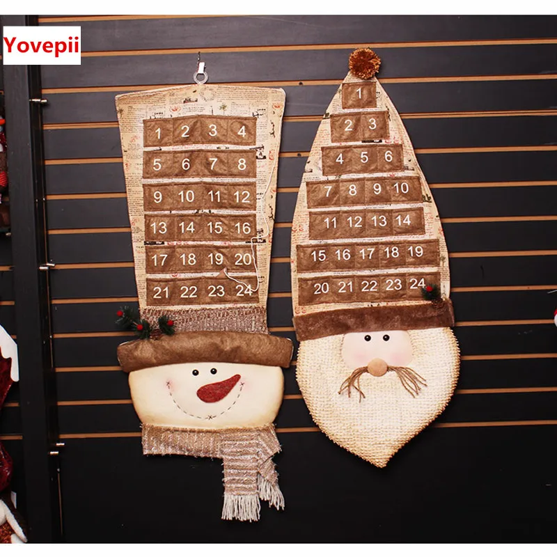 Календарь для дома с Санта Клаусом 33 х87 см 2 шт./лот|decorations for home|calendar christmasdecorative