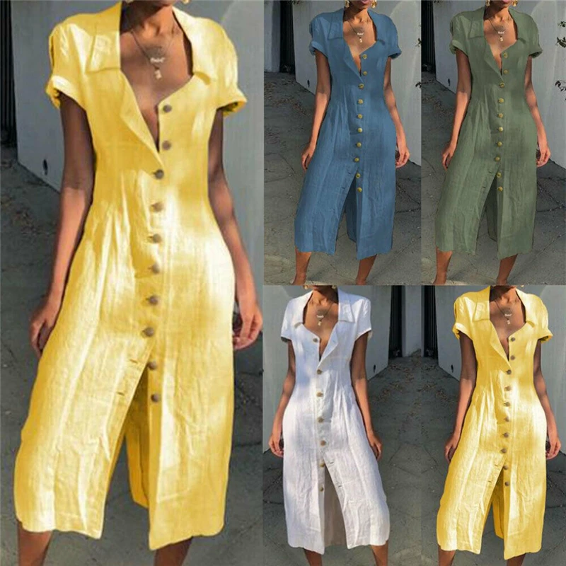Женское платье 2019 летнее пляжное с коротким рукавом и v образным вырезом