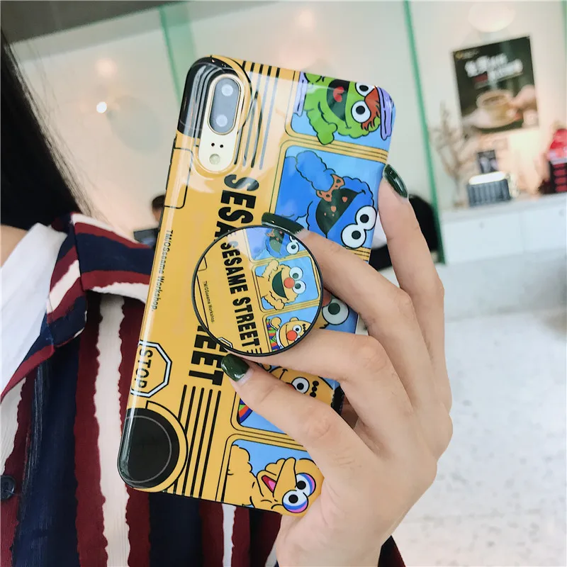 Милый чехол для телефона Meachy Sesame Street Huawei P20 Pro Honor 9 honor 10 с подставкой задняя крышка