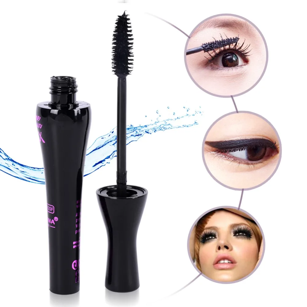 Длинная завивка натуральные 3D волокна Водостойкая Черная тушь для ресниц