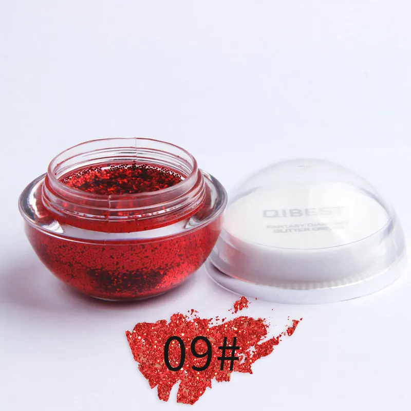 09Ruby Макияж qibest блеск Тени для век Выделите maquiagem мерцание и блеск бриллиант вспышка Свободные Тени для век блестящая пудра Красота - Цвет: 09Ruby