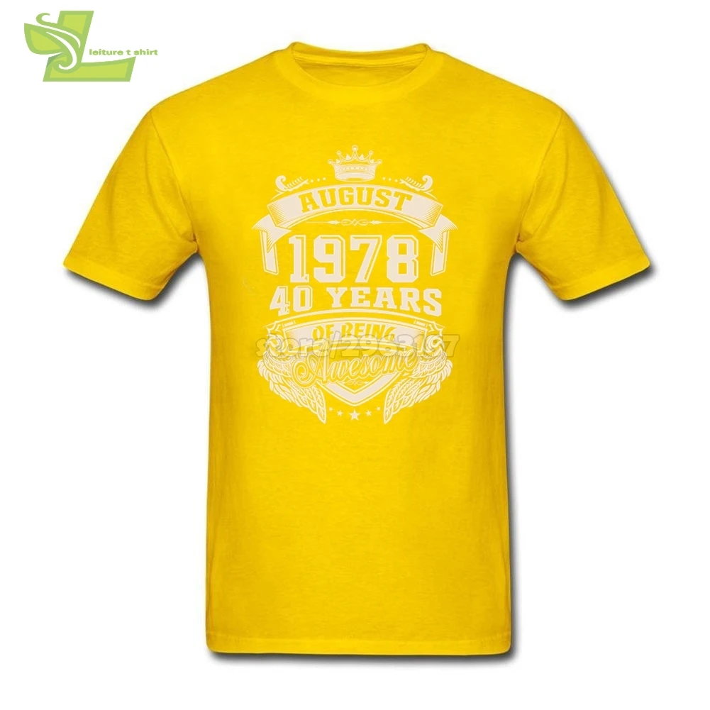 Born in August 1978 40 Years of Being Awesome T Shirt for Men Adult Short Sleeve Discount Dress Plus Size | Мужская одежда
