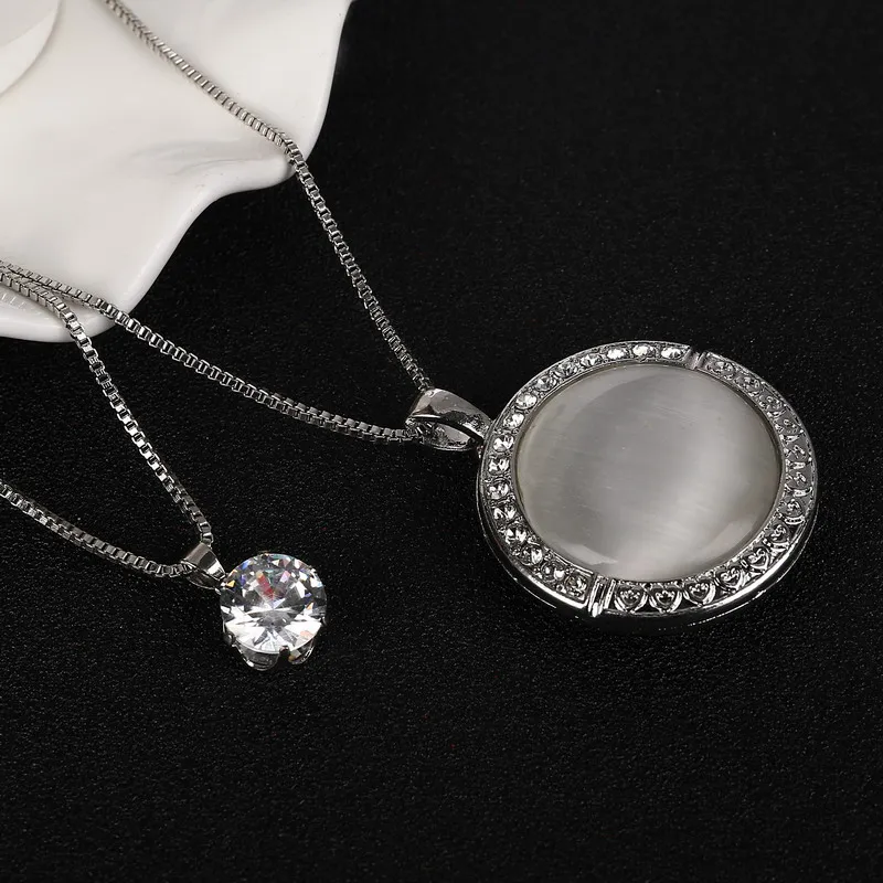 Hesiod Vintage Opal Jewelry Pendant Necklace Round Shape Palace Carved a Long Necklaces For Women | Украшения и аксессуары