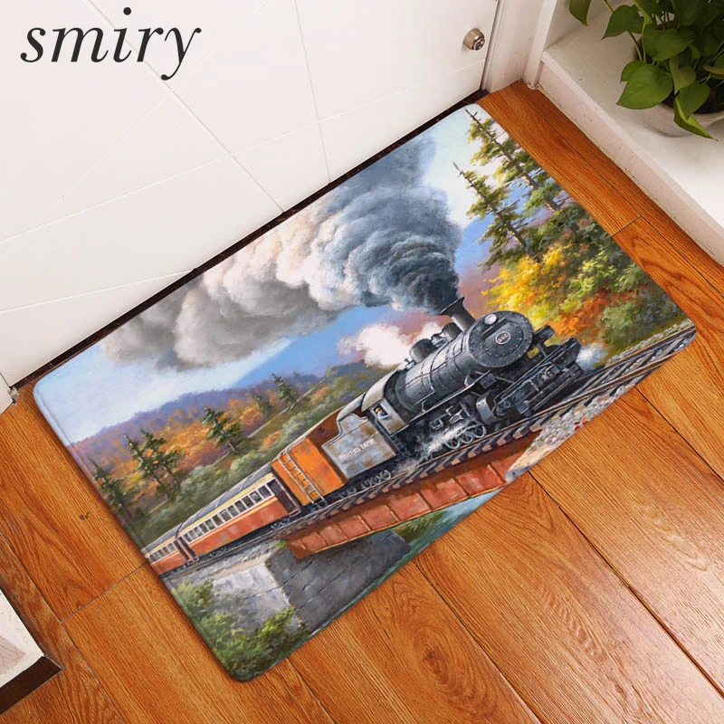 Smiry противоскользящие Входные Коврики Винтаж мультфильм дом Пейзаж Поезд ковер