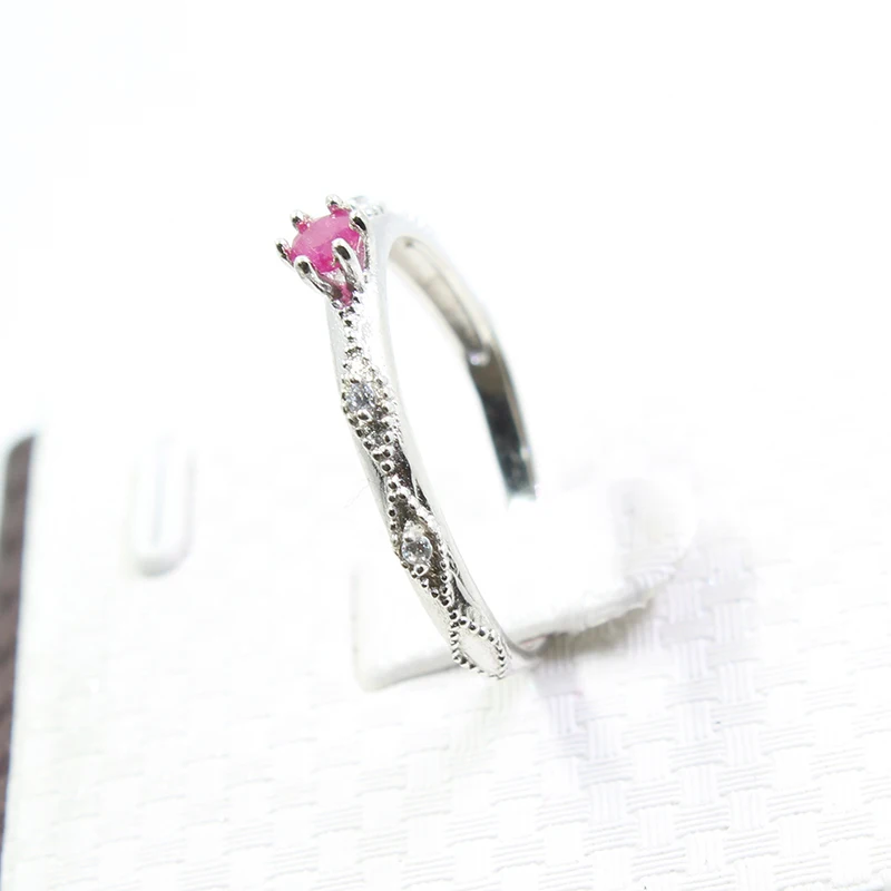 Vintage ruby engagement ring for woman 3 mm natural silver solid 925 jewelry romantic birthday gift | Украшения и аксессуары