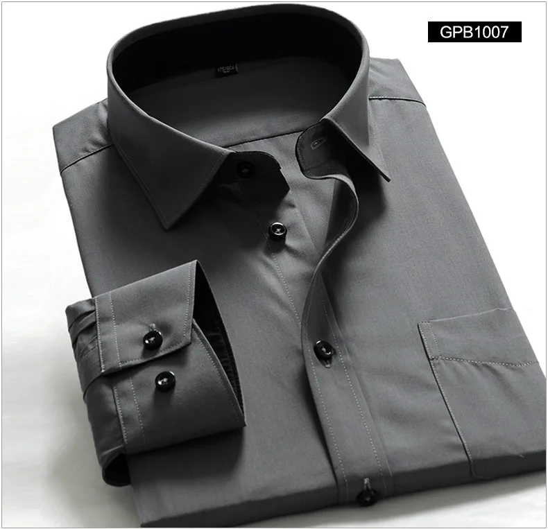 Мужская деловая рубашка белая и серая однотонная с воротником на пуговицах