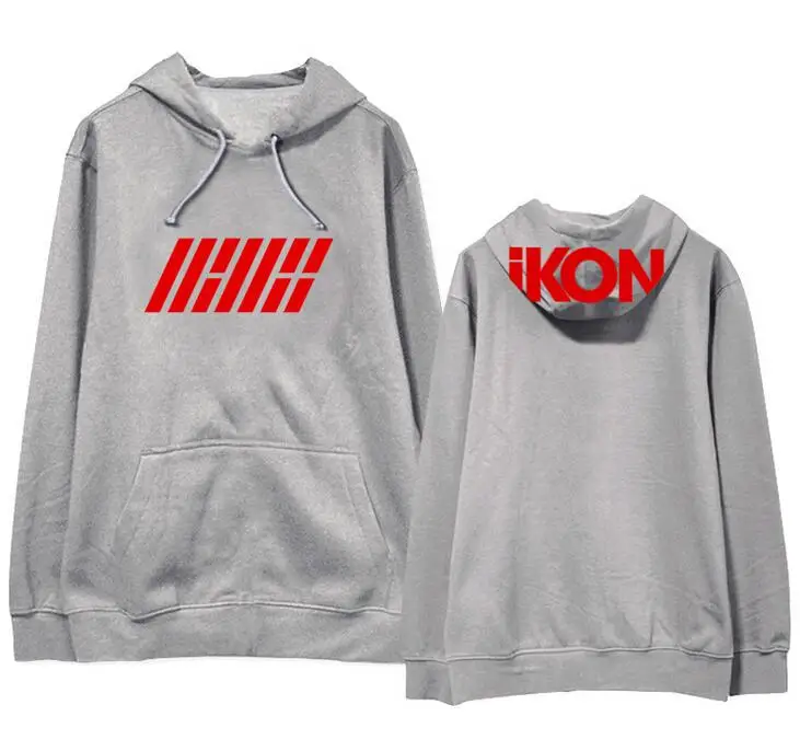 

Kpop ikon concert same logo printing pullover hoodies for fans unisex supportive fleece/thin loose sweatshirt 4 colors hoodies