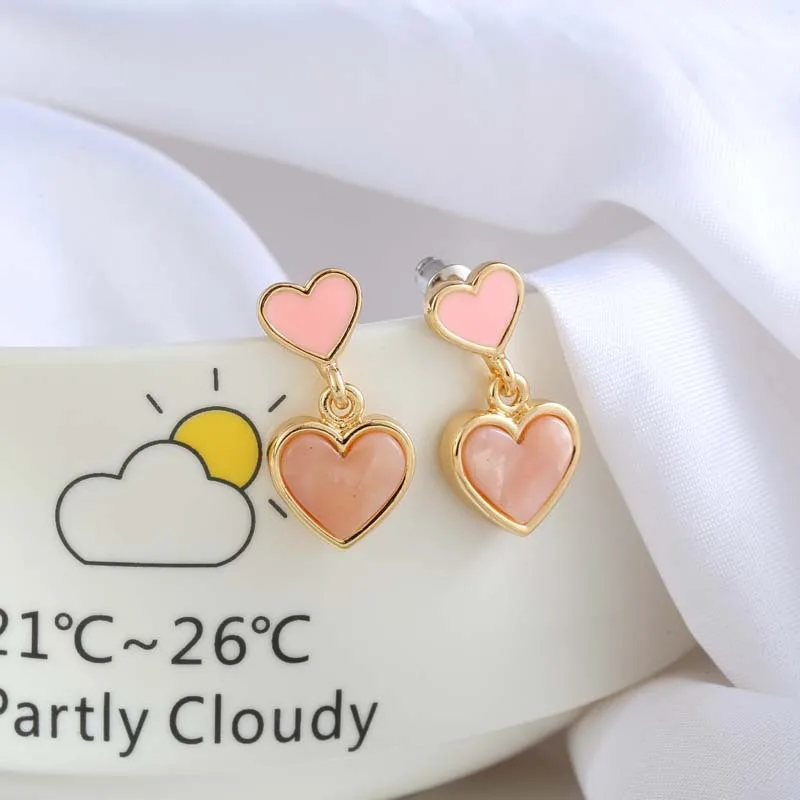 Pink heart clip on earrings without piercing for women no ear hole | Украшения и аксессуары