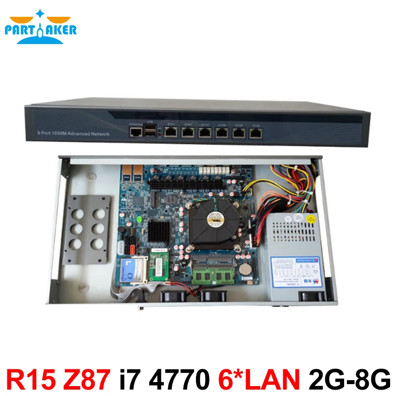 Настольный сервер 1U брандмауэр pfsense роутер с 6 гигабитными LAN Intel Quad Core i7 4770 3 9 ГГц