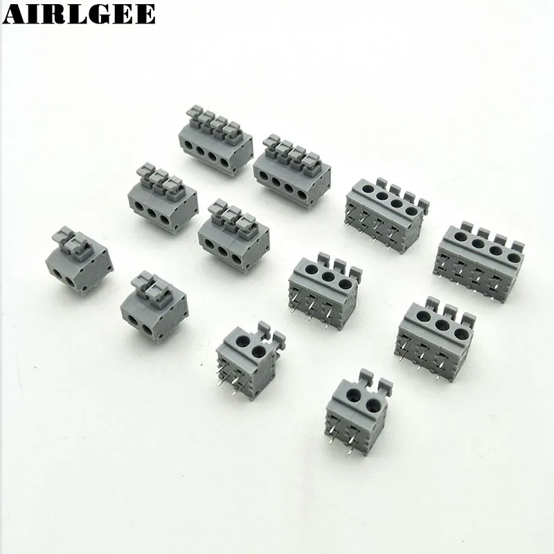 

10Pcs KF235 5.0mm Pitch Straight PCB Board Screwless Spring Terminal Blocks 2P 3P 4P Positions Terminal connector 250V 10A