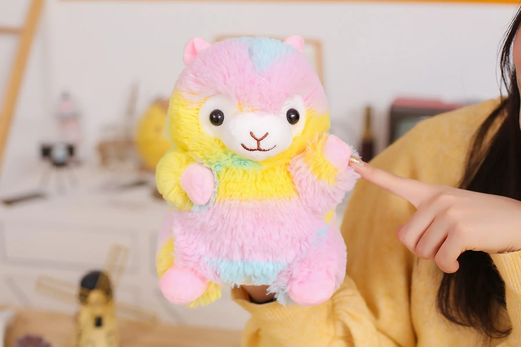 Aeruiy Cartoon Alpaca Appease Interactive Puppet Plush Toy Doll Stuffed Animal Glove Kindergarten Children Education Gift | Игрушки и