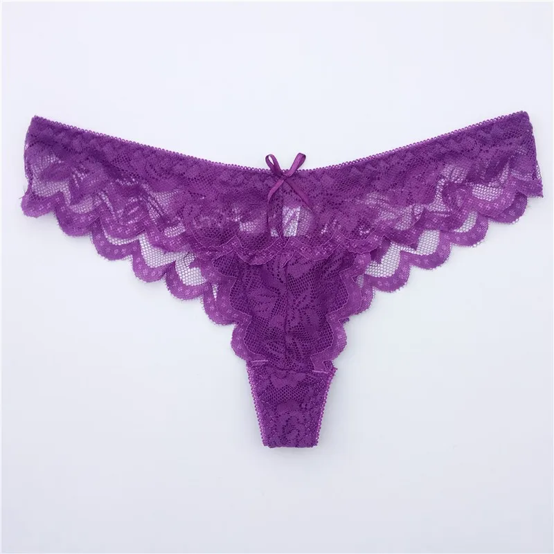 Purple FUNCILAC новые женские сексуальные кружевные трусики танга прозрачные стринги трусы-плавки из дышащей ткани женские трусики Дамское белье 1 шт - Цвет: Purple