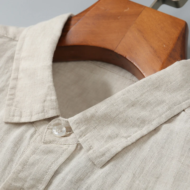 Y&ampCHIC Men's regular-fit long sleeve solid linen shirt breathable casual business dress | Мужская одежда