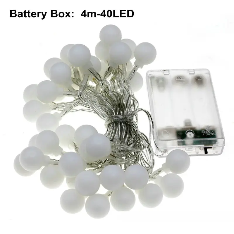 4M 40LEDs 1 м 2 м 5 м 10 м светодиодный Сказочный шар гирлянды теплый белый USB/батарея работает для рождественской елки свадьбы украшения дома - Испускаемый цвет: 4M 40LEDs